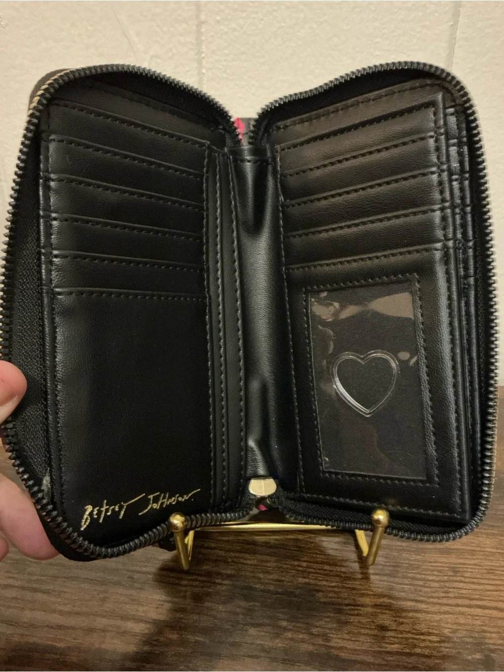 A Betsey Johnson Gummy Bear  Faux Leather Zip Around Wristlet Wallet